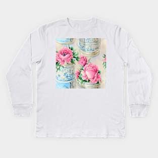 French shabby chic roses Kids Long Sleeve T-Shirt